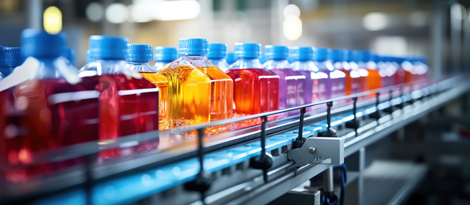 Bottling and filling line in operation